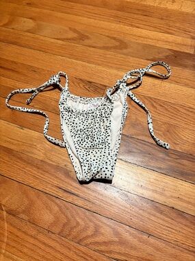 Xhilaration Cream Tie-Side Bikini Bottom with Black Dot Print